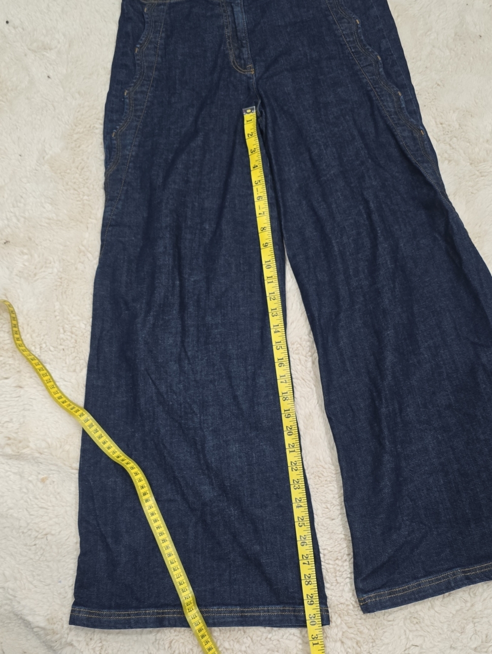 Wide Leg Dark Blue Women's Jeans - Picture 3 of 7